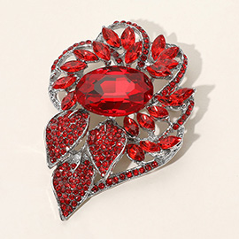 Glass Crystal Flower Stone Brooch / Pendant