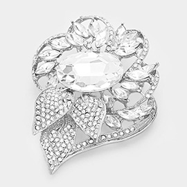 Glass Crystal Flower Stone Brooch / Pendant