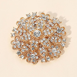 Vintage Floral Crystal Pin Brooch