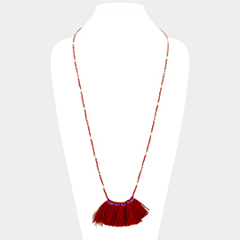 Beaded Tassel Fringe Long Necklace
