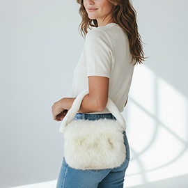 Furry Faux Fur Top Handle Handbag