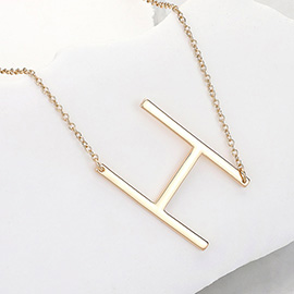 -H- Metal Initial Monogram Pendant Necklace