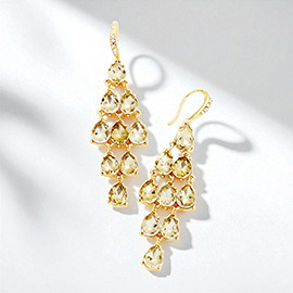 Teardrop Glass Crystal Cluster Vine Dangle Earrings