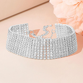 8 Rows Pave CZ Tennis Evening Bracelet