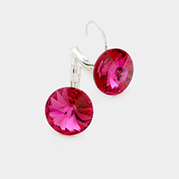 Genuine Round Crystal Lever Back Earrings