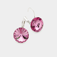 Genuine Round Crystal Lever Back Earrings