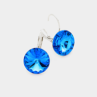 Genuine Round Crystal Lever Back Earrings