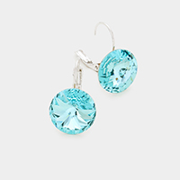 Genuine Round Crystal Lever Back Earrings