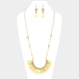 Multi Bead Detail Thread Fringe Long Necklace