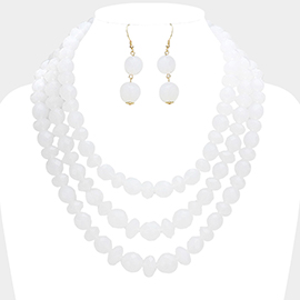 Triple Strand Beaded Bib Necklace