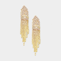 Crystal Rhinestone Pave Fringe Evening Earrings
