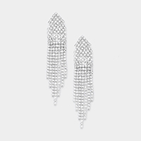 Crystal Rhinestone Pave Fringe Evening Earrings