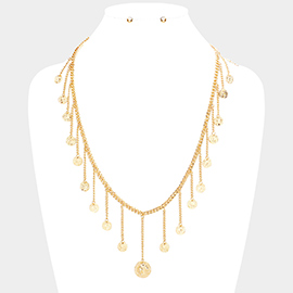 Drop Metal American Coin Fringe Bib Necklace