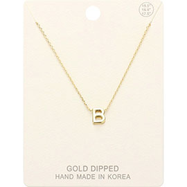 -B- Gold Dipped Initial Monogram Metal Pendant Necklace
