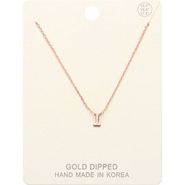 -I- Gold Dipped Initial Monogram Metal Pendant Necklace