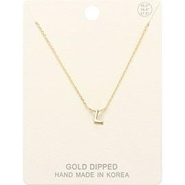 -L- Gold Dipped Initial Monogram Metal Pendant Necklace