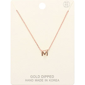 -M- Gold Dipped Initial Monogram Metal Pendant Necklace