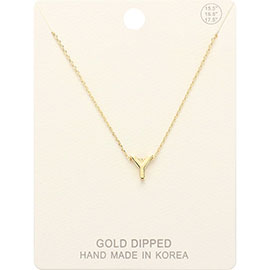 -Y- Gold Dipped Initial Monogram Metal Pendant Necklace