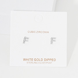 -F- Cubic Zirconia Initial Monogram Stud Earrings