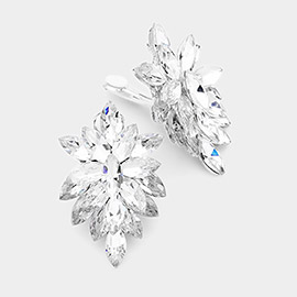 Marquise Crystal Cluster Clip on Evening Earrings