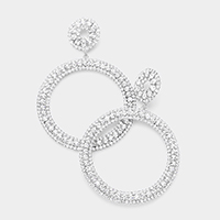 Rhinestone Pave Open Circle Evening Earrings
