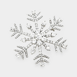 Crystal Pave Snowflake Pin Brooch Pendant