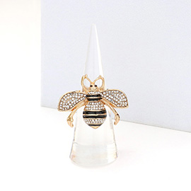 Rhinestone Embellished Honey Bee Stretch Ring