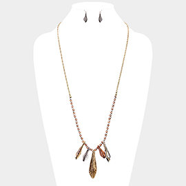 Metal Ball Abstract Bar Fringe Long Necklace