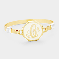 -C- Acrylic Initial Monogram Metal Disc Hook Bracelet
