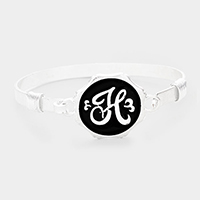 -H- Acrylic Initial Monogram Metal Disc Hook Bracelet