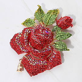 Oversized Crystal Pave Rose Brooch