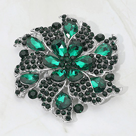 Floral Pinwheel Glass Crystal Pin Brooch