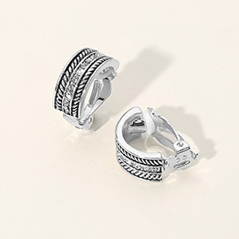 Crystal Embellished  Rope Textured Metal Clip on Earrings