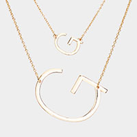 -G- Initial Monogram 2Row Strand Double Detachable Chain Necklace