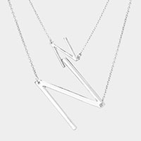 -N- Initial Monogram 2Row Strand Double Detachable Chain Necklace