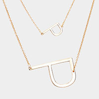 -P- Initial Monogram 2Row Strand Double Detachable Chain Necklace