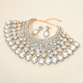 Crystal Glass Bib Statement Necklace