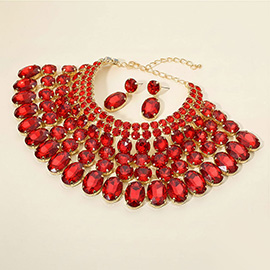 Crystal Glass Bib Statement Necklace
