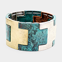 Antique Geometric Metal Stretch Bracelet