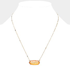 Crystal Hexagon Pendant Metal Chain Necklace