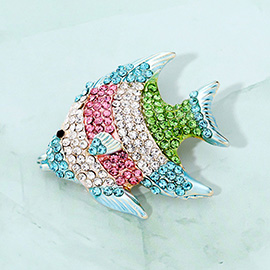 Rhinestone Pave Tropical Fish Pin Brooch