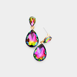 Glass Crystal Teardrop Dangle Earrings