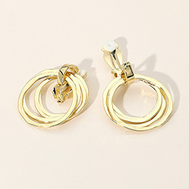 Open Circle Metal Clip On Earrings