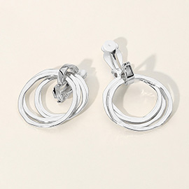 Open Circle Metal Clip On Earrings