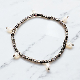 Metal Bead Pearl Stretch Bracelet
