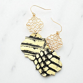 Faux Leather Moroccan Filigree Dangle Earrings