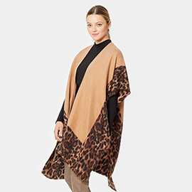 Leopard Border Cozy Kimono Poncho