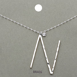 -N- Initial Monogram Brass Metal Pendant Necklace