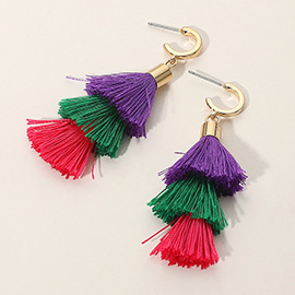 Multi Color Tassel Drop Earrings