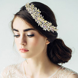 Rhinestone Floral Leaf Vine Wrap Headpiece